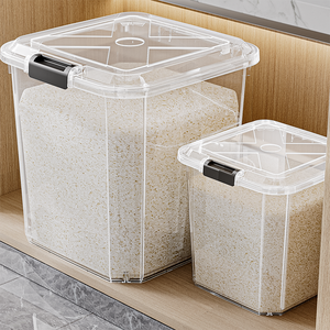 Contenitore Rettangolare Grande in Plastica per Alimenti con Coperchio, Anti-umidità, per Cereali, Uso Domestico, Dispenser da <span class=keywords><strong>Cucina</strong></span> 5-25 kg - Product Image 5