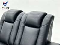 Canapé de cinéma inclinable électrique 3 places pour salle de cinéma de villa moderne, fauteuil triple connecté avec porte-gobelets
