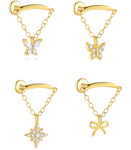 Boucles d'oreilles pendantes en argent sterling 925 avec zircon, petites et mignonnes, pour filles, bijoux tendance - Product Image 1