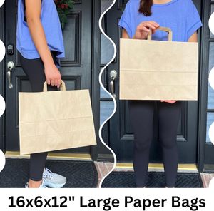 Bolsas de Papel Grandes con Asas 16x6x12, Bolsas de Papel Kraft para Compras, Bolsas de Papel Kraft para Llevar, Bolsas de Papel Marrón para Minoristas, Bolsas para Zapatos - Product Image 3