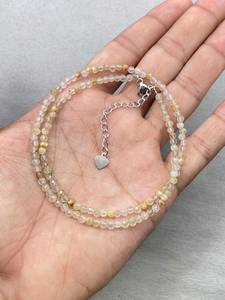 Gargantilla de Cuarzo Rutilado Dorado, Joyería Delicada con Piedras Preciosas, Cuentas Microfacetadas, Collar de Cristal, Joyería Minimalista, Pequeñas Piedras Preciosas - Product Image 2