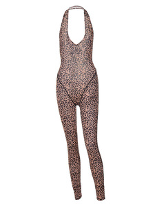 688 Nouvelle combinaison d'été à imprimé léopard, col en V, dos nu, coupe ajustée à la taille, style décontracté - Product Image 5