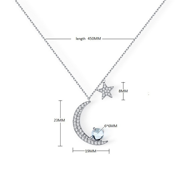Joyería de moda para las niñas, pendientes de cuarzo rosa collar Luna y estrellas de lujo luz perla conjunto