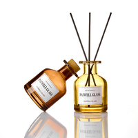 Bouteille diffuseur de parfum en verre de luxe, 50ml, 100ml, 150ml, 200ml, avec couvercles et étiquettes adhésives