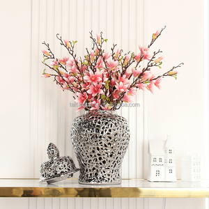 J159G décoration nordique vase à fleurs en or pot à gingembre en céramique décor à <span class=keywords><strong>la</strong></span> maison évider pot <span class=keywords><strong>de</strong></span> temple - Product Image 5