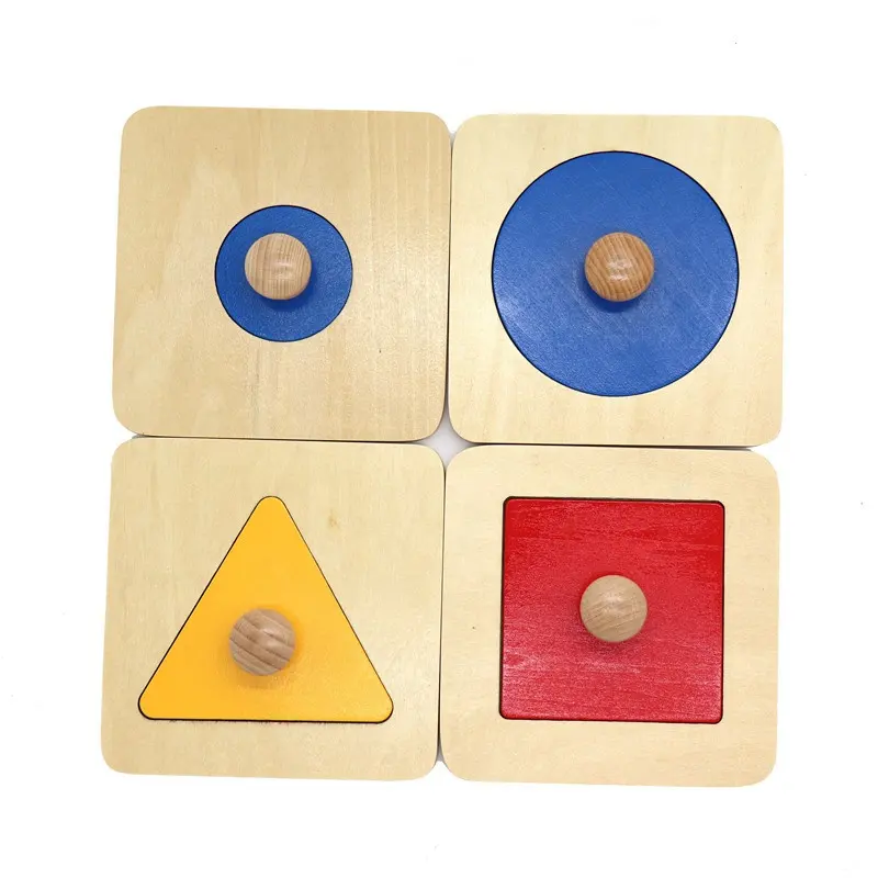 Montessori Geometrische Vormen Peg Puzzels-Waldorf Gift - Math Tracing Sensorische Houten Speelgoed-Homeschool Klaslokaal-Baby Peuter