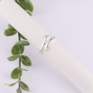 Anello regolabile avvolgente a mano in argento sterling STROLLGIRL love hug wedding band ring per coppie - Product Image 3