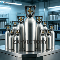 Bouteille de gaz vide en aluminium pour CO2, qualité alimentaire TPED, vente en gros, personnalisable avec logo, OEM/ODM, directement de l'usine, pour boissons