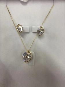 63947 xuping kübik zirkonya kadınlar moda takı 14k altın CZ kalp şeklinde taş takı setleri + hafif altın kolye seti - Product Image 2