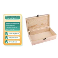 Ящик для хранения для рукоделия, домашняя прямоугольная коробка для хранения, застежка, деревянная коробка, необработанная деревянная коробка с откидной крышкой