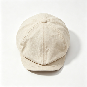 Casquette Gavroche et Gatsby en Lin pour Femme, Logo Personnalisé, Vintage, 8 Panneaux, Visière Courte Souple, Style Baker Boy, pour l'Extérieur et Tenue Décontractée Estivale, Vente en Gros - Product Image 2