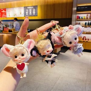 Creative Cute Cartoon Doll <b>Rubber</b> Keychain Trend Exquisite Replacement Princess Toy Keyring Package Pendant Car Key <b>Ring</b> Gift - Product Image 3
