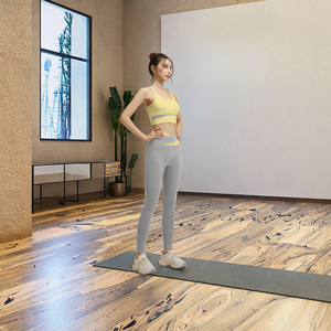 ชุดโยคะผู้หญิง WOJIEER ระบายอากาศได้ดี พร้อมโลโก้ด้านหน้า สายไขว้ เอวสูง ชุดออกกำลังกายสองชิ้น - Product Image 3