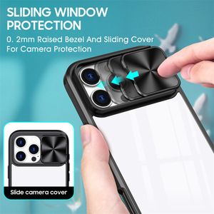 Funda transparente de protección de cámara deslizante para <span class=keywords><strong>iPhone</strong></span> 16 15 14 13 12 11 Pro XR X XS Max 7 8 Plus <span class=keywords><strong>SE</strong></span>, funda trasera de PC dura híbrida a prueba de golpes - Product Image 3