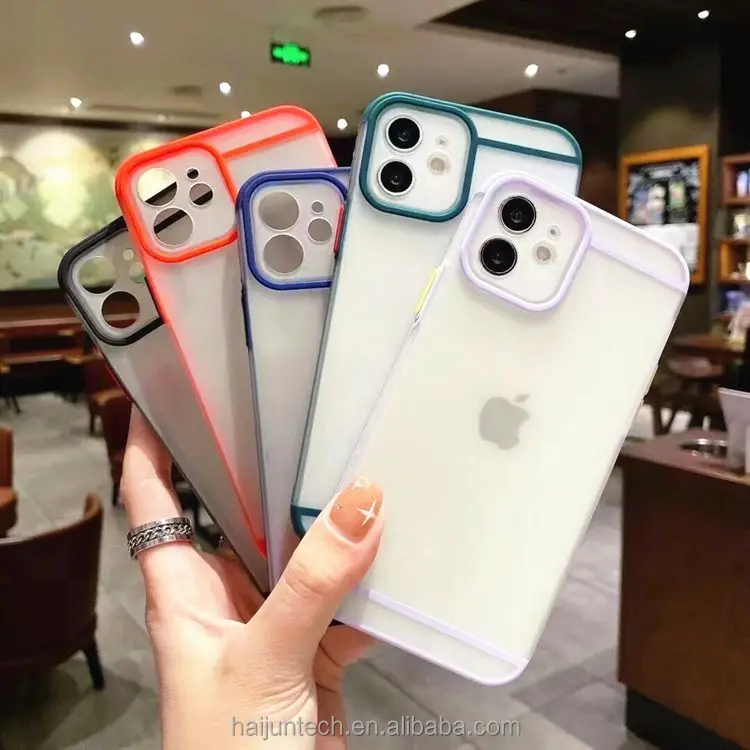 three stages new design skin feel transparent frosted pc tpu mobile phone case for xiaomi mi 10 lite iphone 13