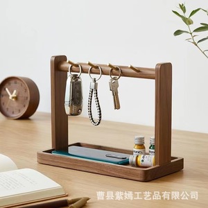 Estante de madera para guardar joyas con ganchos para organizar el escritorio y exhibir cosméticos - Product Image 2
