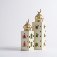 Fabricants de décorations du Ramadan 2027, lanternes en forme de mosquée dorées et beiges avec verre coloré