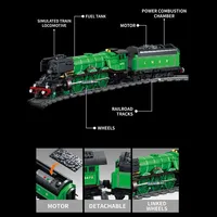 DK 80010 2026 Nuevo Kit de Modelo de Tren de Vapor Volador MOC City con Ladrillos Eléctricos, Regalos de Tren para Adultos, 1147 Piezas, Sets de Bloques de Construcción