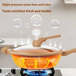 Poêle en céramique en pierre de Maifan, antiadhésive, micro-pression avec cuiseur vapeur, sans fumée, wok pour cadeaux, vente en gros - Product Image 4