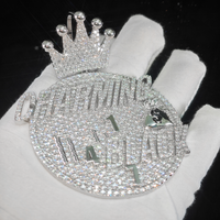 Pendentif personnalisé Hip Hop en argent, serti de moissanite couleur GRA D, motif couronne et sac d'argent, pour chaînes cubaines, passe le test du diamant