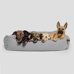 Tempat Tidur Anjing Mewah Ukuran Besar dari Kain Campuran Katun Organik dan Rami Premium Warna Abu-abu dengan Penutup yang Dapat Dilepas - Product Image 2