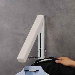 Porte-vêtements pliable mural rétractable, installation facile, blanc - Product Image 2