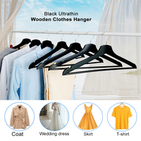 Cintre en bois rond à un seul niveau, de qualité supérieure, antidérapant, pour magasin, salon, magasin de vêtements, vente en gros personnalisée