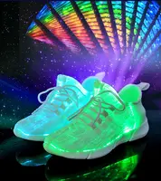 Rave รองเท้ามีไฟ Led หลากสี,รองเท้าผ้าใบเรืองแสงชาร์จผ่าน USB ไฟเบอร์ออปติกสุดเท่