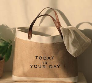 Sac de courses en toile de jute et chanvre, grand, imperméable, personnalisé, de style japonais, pour le stockage d'épicerie, de produits divers et de linge, vente en gros - Product Image 5