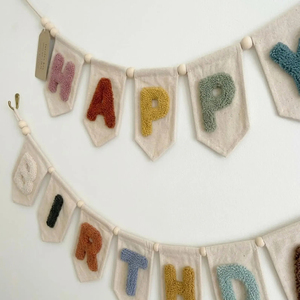 Decoración para Fiestas <span class=keywords><strong>de</strong></span> Cumpleaños, Guirnalda <span class=keywords><strong>de</strong></span> Letras en Tonos Tierra Estilo Boho, Pancarta <span class=keywords><strong>de</strong></span> Feliz Cumpleaños en Fieltro Neutral - Product Image 6
