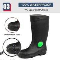 Résistant antidérapant huile acide alcalin résistance CE acier orteil anti-crevaison antistatique étanche PVC sécurité bottes de pluie noir