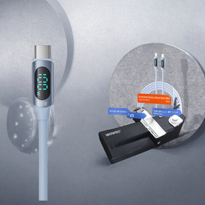 Toocki Macaron 100W PD 5A Cable de datos de carga rápida Pantalla USB Tipo <span class=keywords><strong>C</strong></span> Hecho Aleación de aluminio Trenzado Silicona Vitrina - Product Image 3