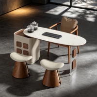 Ensemble de table à thé en bois massif contemporain avec tabourets, chaise, meubles de réception pour la maison, la villa, l'hôtel, le bureau