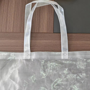 Túi tote lớn trong suốt cá nhân hóa, dùng đi biển, mua sắm, tái sử dụng, in logo tùy chỉnh, chất liệu nhựa <span class=keywords><strong>PP</strong></span> dệt trong suốt - Product Image 3