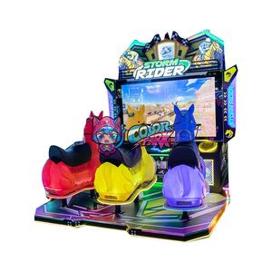 Máquina de Juego Arcade de Carreras de Caballos Dinámica para Tres Jugadores, con Monedas y Redención de Tickets, Diseño Novedoso y Colorido para Parques - Product Image 5