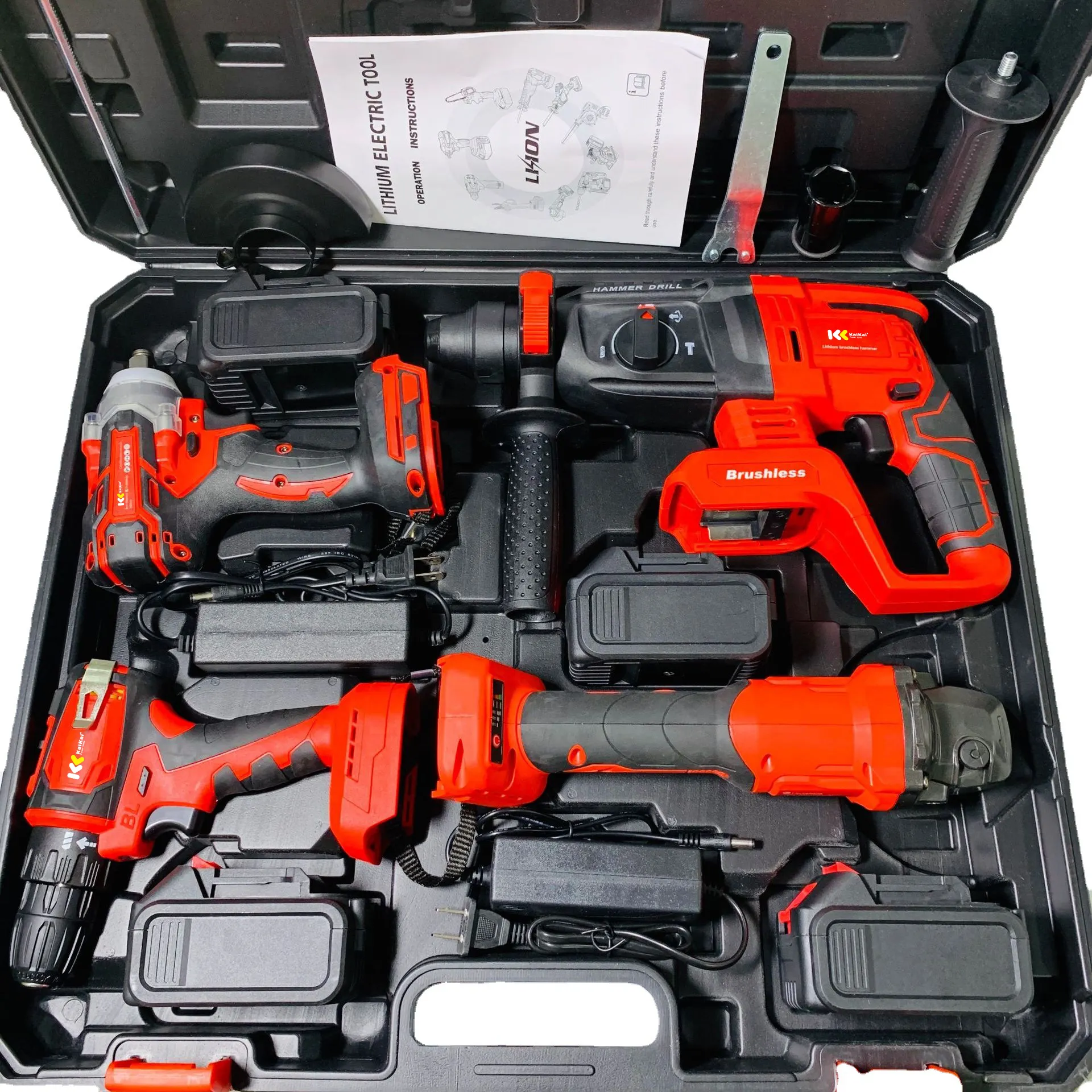 Cordless electric power drills hand held portable screwdriver cordless drill machine power tools tool sets red