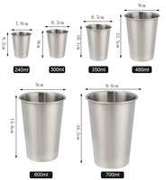 Tasses en acier inoxydable 304 personnalisables avec logo, 200ml, 300ml, 350ml, 500ml, compatibles lave-vaisselle, pour bière, camping, café