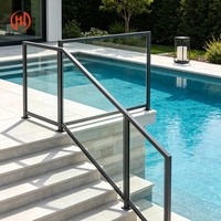 Système de balustrade extérieure en aluminium et verre sans cadre, main courante d'escalier, garde-corps de sécurité pour terrasse, balcon et piscine