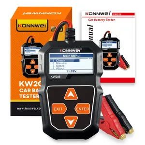 手持式12v汽车电池检查器测试仪KONNWEI KW208，带全铜夹具