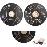 Jeu de société en bois Jeu de marbre original Double face peint 2 à 6 joueurs Fast Track en bois avec 6 couleurs 24 billes 6 dés