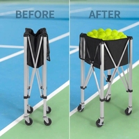 Chariot à balles de tennis pliable en aluminium JINFAR, capacité de 120 balles, design durable et portable pour l'entraînement au tennis, au pickleball et au tennis de table