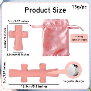 Marque-pages magnétiques personnalisés en similicuir gravé au laser, marque-pages de lecture en forme de croix vierges en cuir PU pour cadeau - Product Image 2