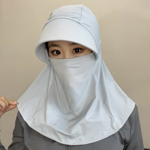 Masque de protection solaire pour femmes, en soie glacée, respirant, protection UV, pour cyclisme en plein air, couverture complète, gris clair - Product Image 1