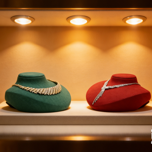 Soporte de exhibición de joyería de moda verde, soporte de microfibra para collares, para busto de joyería - Product Image 5