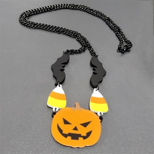 Collar Gargantilla de Joyería Gótica para el Día de Todos los Santos, Collar con Colgante de Murciélago y Calabaza de Acero Inoxidable - Product Image 4