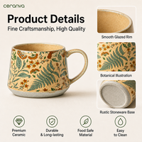 Tasses à café en porcelaine de 400 ml en gros du fabricant, avec logo personnalisé imprimé à la main, compatibles lave-vaisselle et micro-ondes
