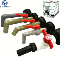 Robinet en plastique pour réservoir IBC, bec verseur à 90 degrés, poignée à levier rouge, base S60x6 pour conteneur d'eau ou de produits chimiques