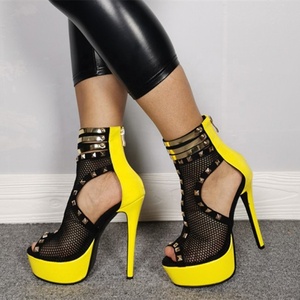 2022 <b>Spring</b> Summer New Design Shoes <b>Boots</b> Mesh Upper Studs Fashion Ankle <b>Boots</b> Thin High Heel Peep Toe Women Big Size 47 - Product Image 6