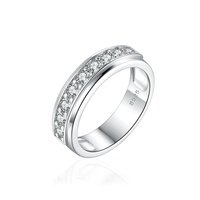 Bagues de mariage personnalisables en argent sterling 925 plaqué rhodium avec zircone cubique taillée, sertissage pavé classique, pour femme, idéales pour les fêtes