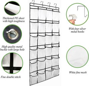 Large Capacity Over the Door Shoe Organizer, Large Capacity with 24 Mesh Pockets, Foldable Durable Hanging Shoe Storage <b>Bag</b> - Product Image 5